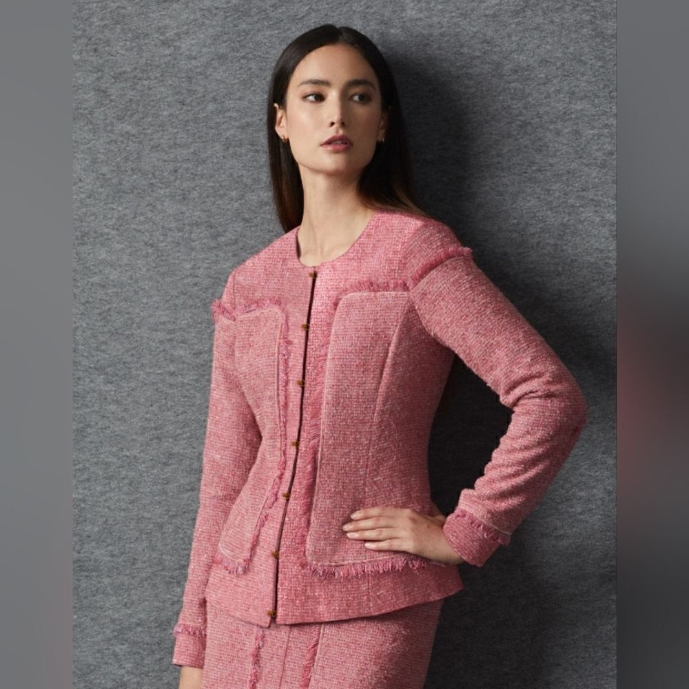 CARLISLE COLLECTION NWT Musee  Pink Tweed Fringe Jacket‎ - Size 4